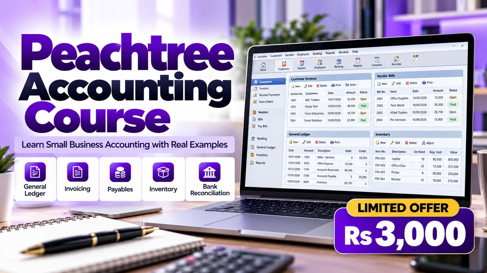 Peachtree Accounting course in Lahore - Accountech (banner)